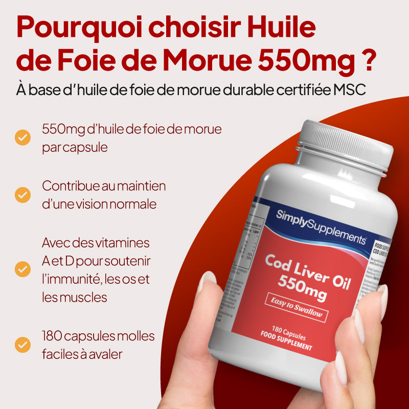 Les gélules d'huile de foie de morue contribuent au maintien d'une vision normale.
